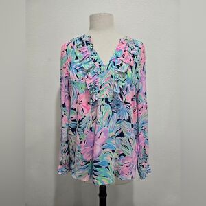 Lilly Pulitzer Tropical V-Neck Blouse